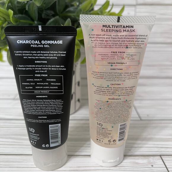 NEW Vitamasques Charcoal Gommage Peeling Gel + Multivitamin Sleeping Mask Set - Picture 2 of 8